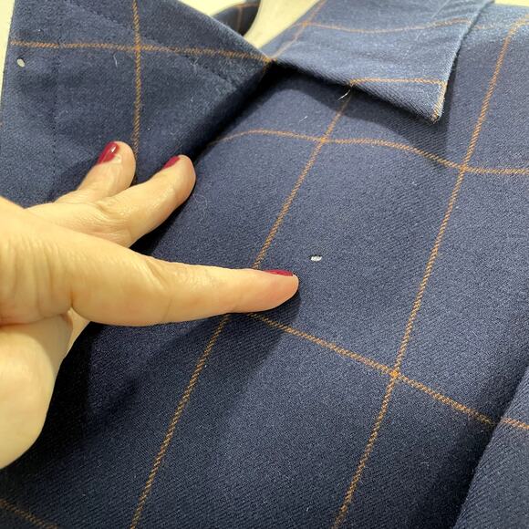 Rubin Bros Canada Trench Coat Jacket VTG Plaid Check Navy Classic Preppy Twee - Picture 10 of 16